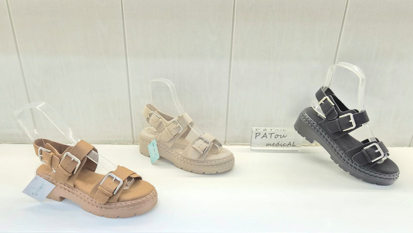 Triple Buckle Platform Sandal