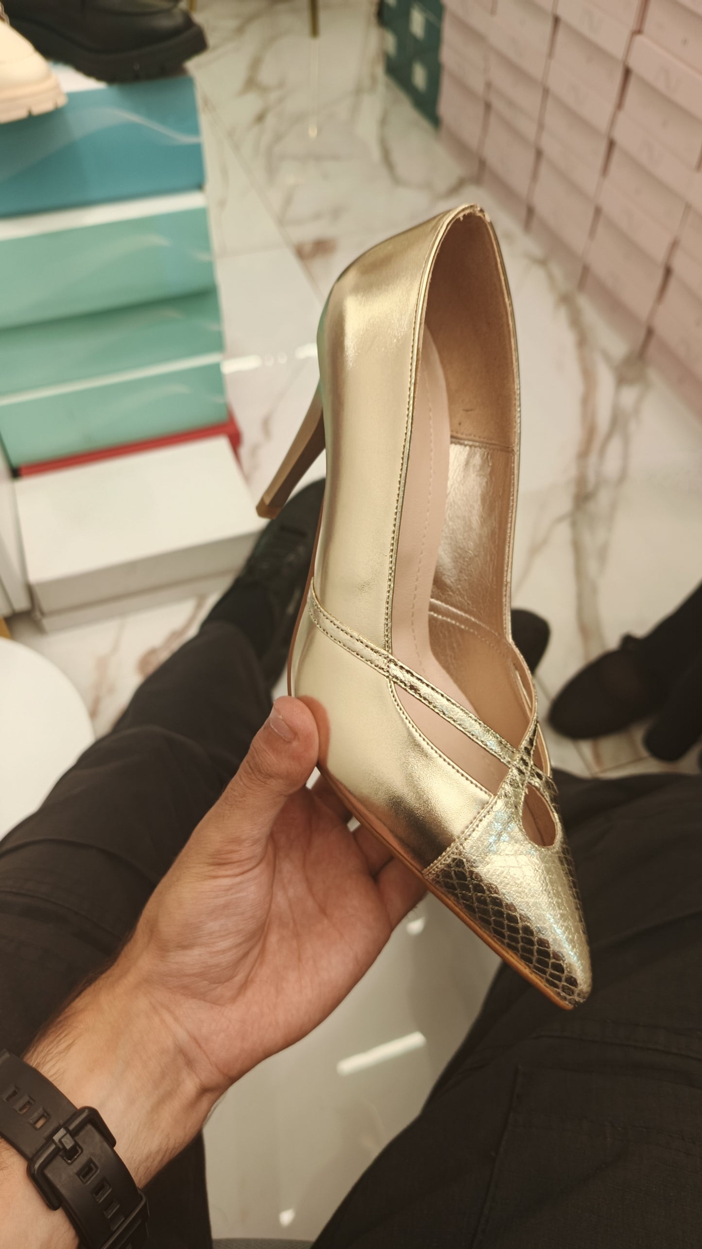 Metallic Cross Strap Pump
