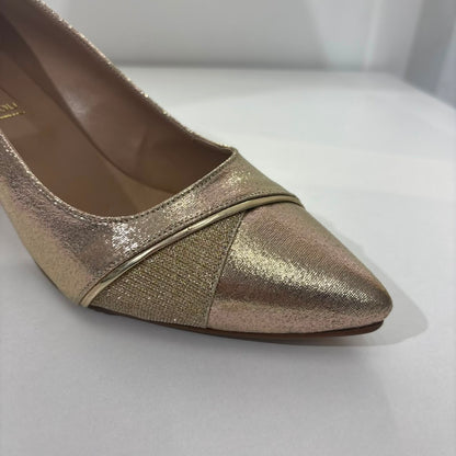 Shimmer Pointed-Toe Block Heel