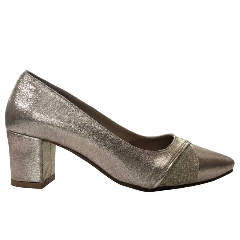 Shimmer Pointed-Toe Block Heel