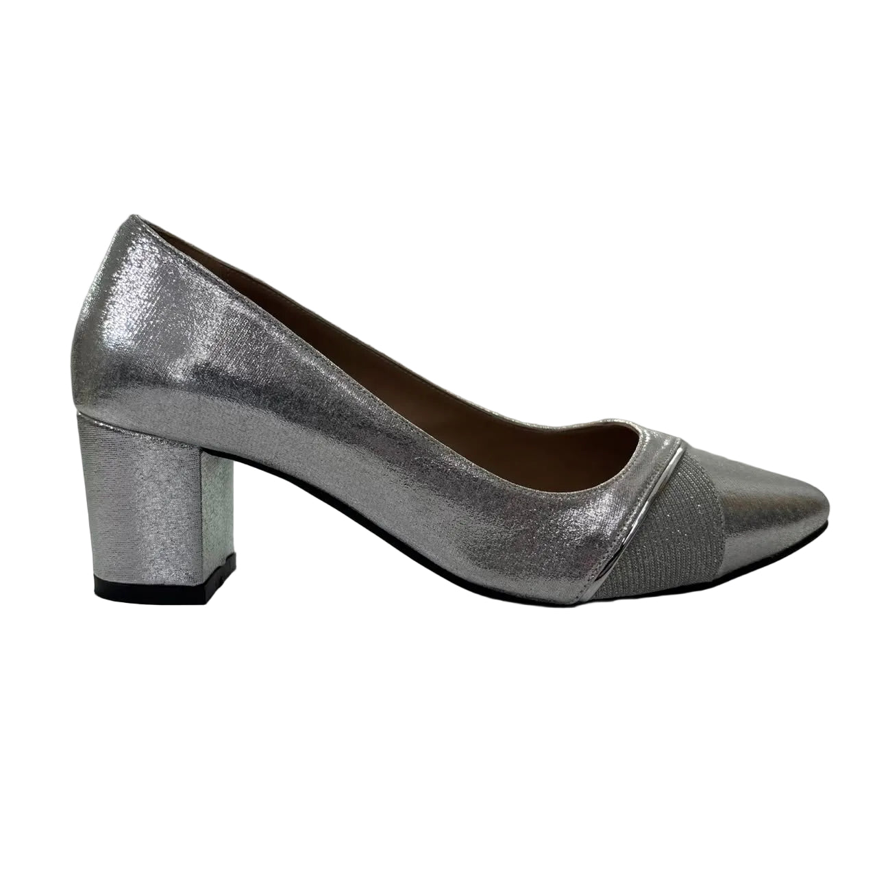 Shimmer Pointed-Toe Block Heel