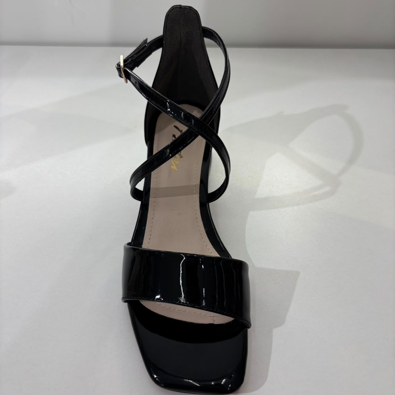 Patent Block Heel Strappy
