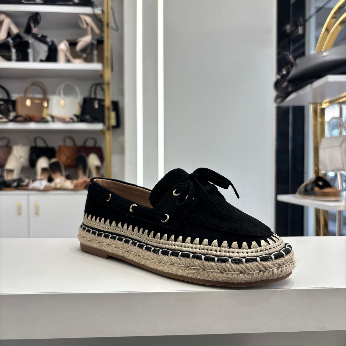 Suede Lace Espadrille Loafers