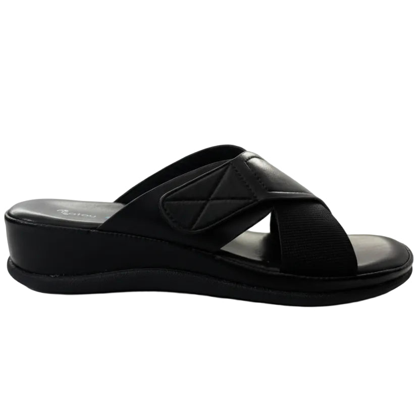 The Stitched Crisscross Comfort Slide