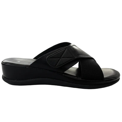 The Stitched Crisscross Comfort Slide