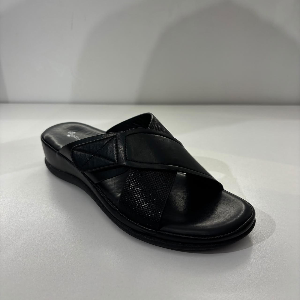 The Stitched Crisscross Comfort Slide
