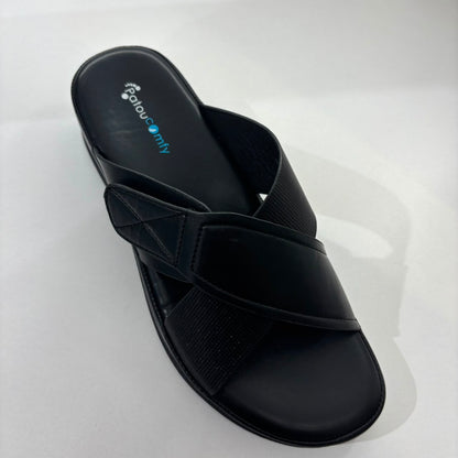 The Stitched Crisscross Comfort Slide