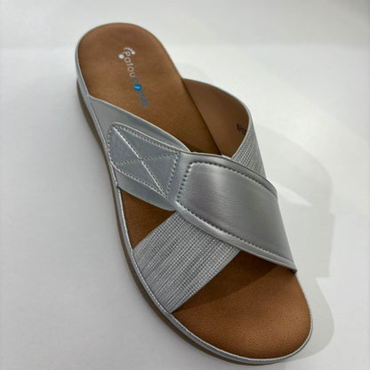 The Stitched Crisscross Comfort Slide